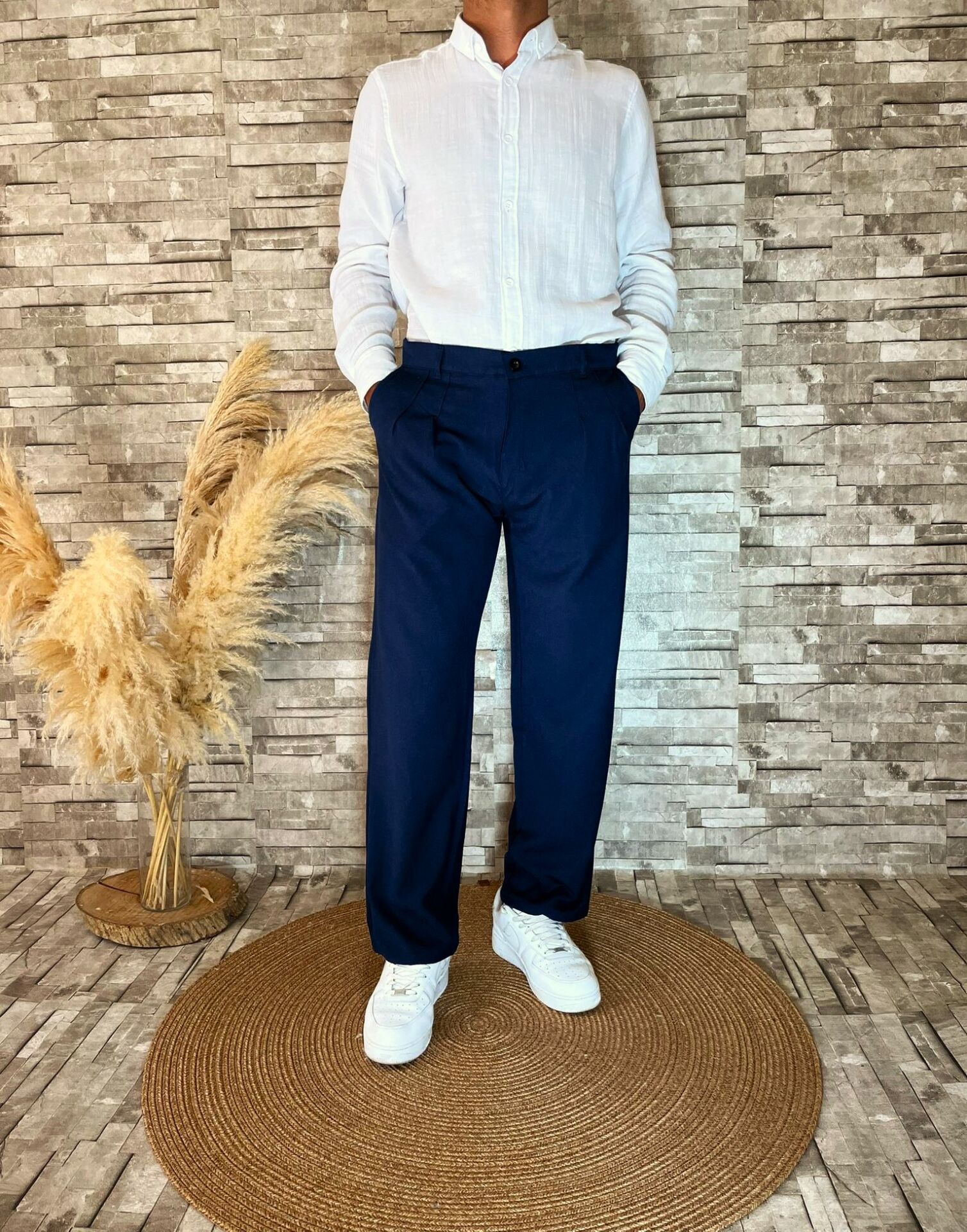 Erkek Premium Kalite Kumaş Baggy Pantolon Lacivert