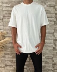 Erkek Yüksek Kalite Oversize Kalıp Basic T-Shirt Beyaz