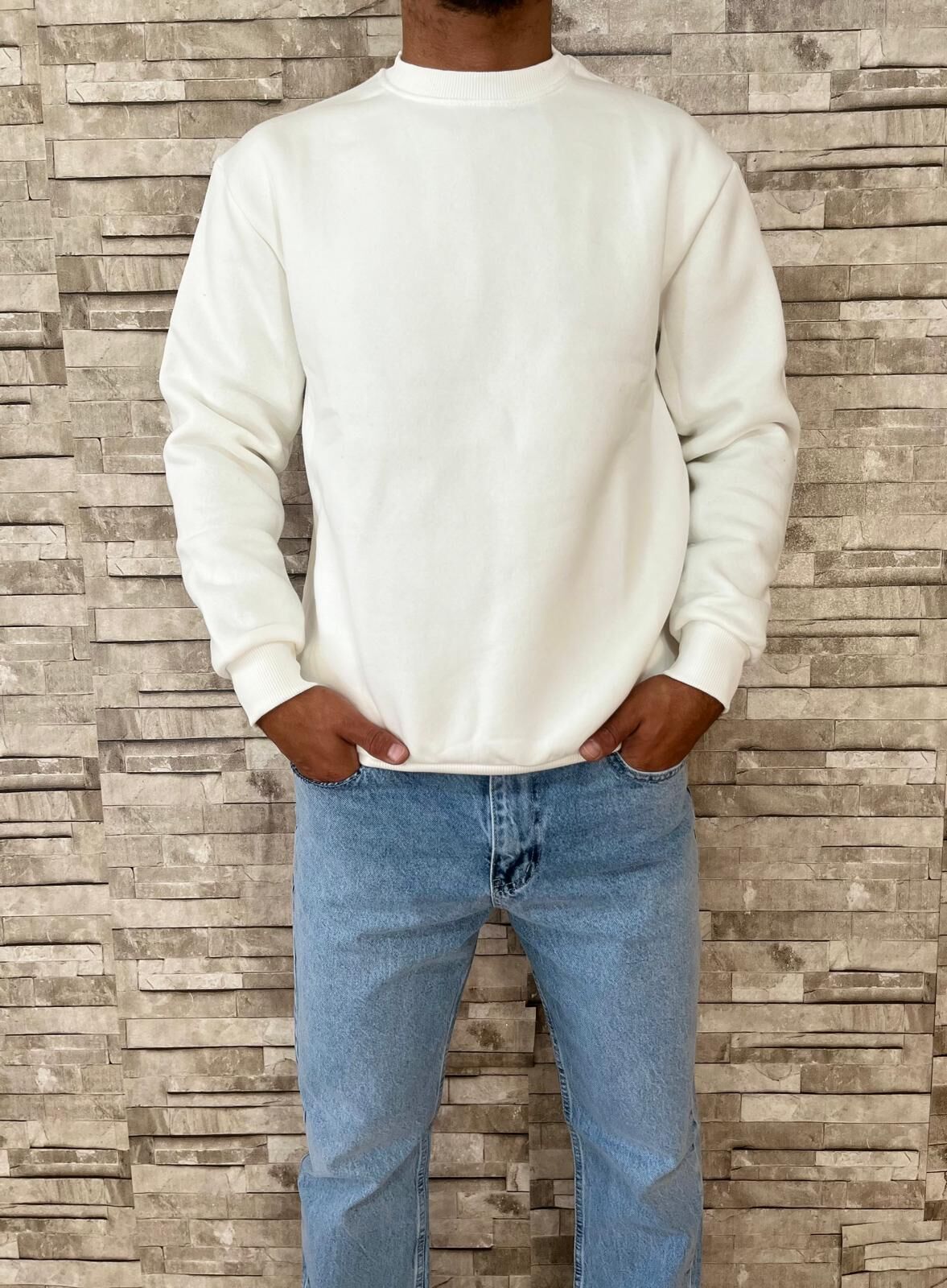 Erkek Premium Yüksek Kalite Sweat-Beyaz