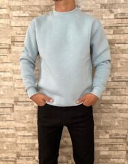 Erkek Premium Yüksek Kalite Kapşonlu Sweatshirt -Turkuaz